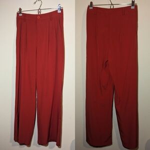 Red wide leg trouser pants